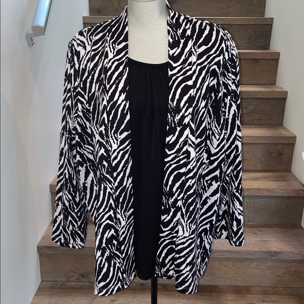 Zebra Print Cardigan with Attached Half Tank